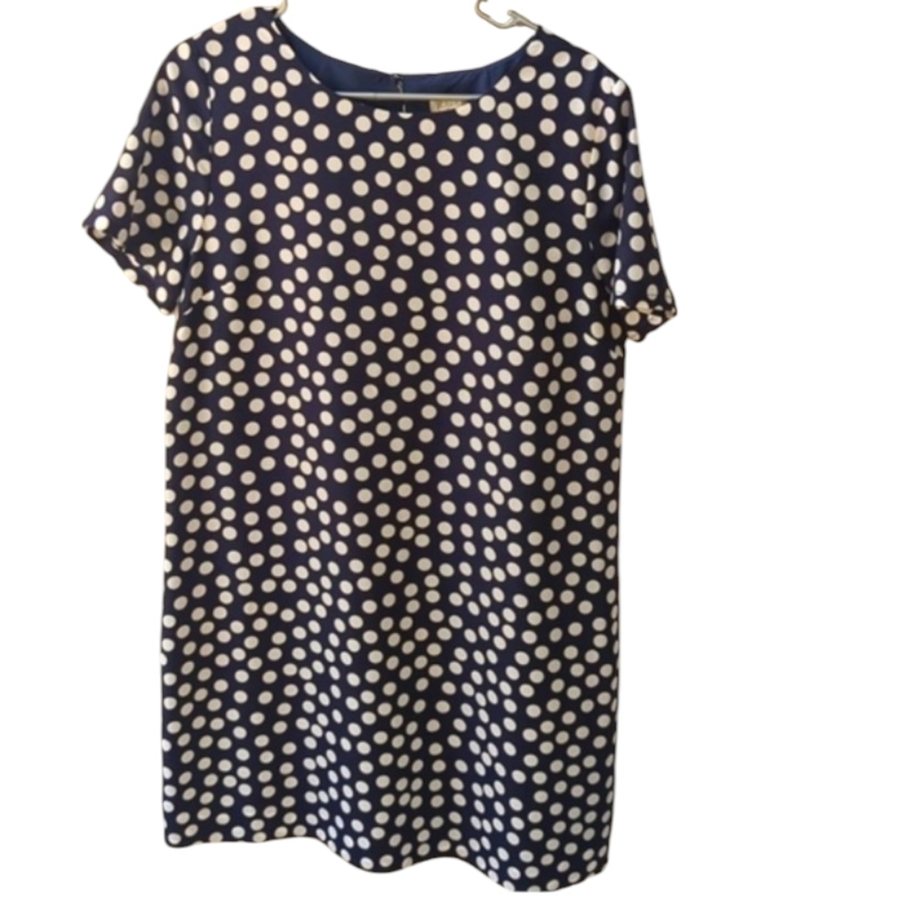 J. Crew factory Navy blue polka. Shift dress. Size 12